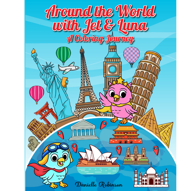 Around the World with Jet and Luna! A Coloring Journey - Coloring Book - (Ages 5–13)