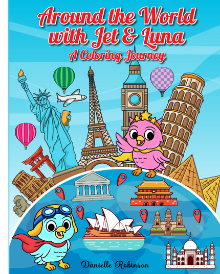 Around the World with Jet and Luna! A Coloring Journey - Coloring Book - (Ages 5–13)